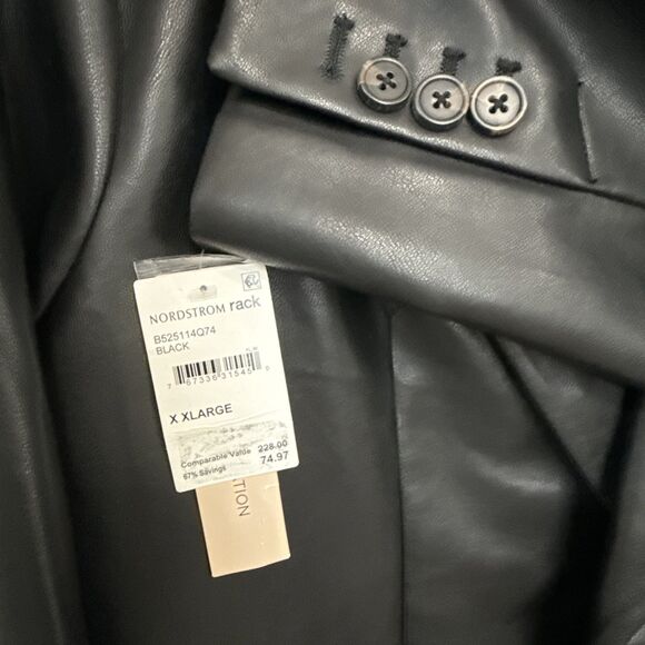 BCBG Maxazria Vegan Leather Coat Blazer Womens Size XXL Black Soft - Picture 5 of 7